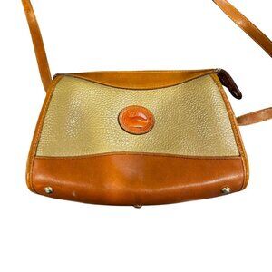 Vintage DOONEY & BOURKE Pebbled Taupe Leather Crossbody Bag - Made in USA